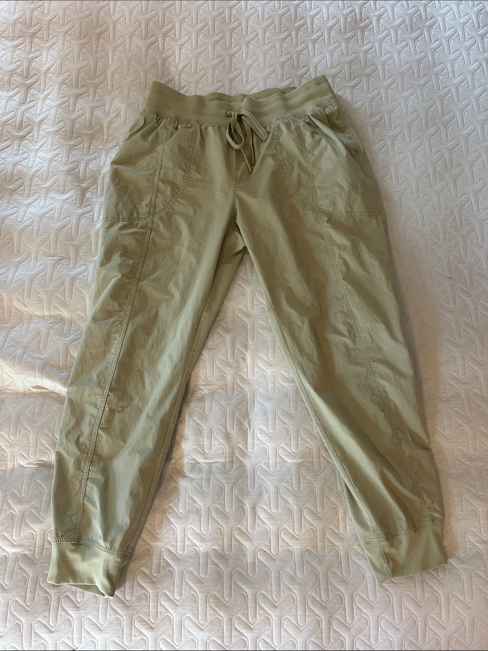 Green Drawstring Joggers with Ribbed Ankles